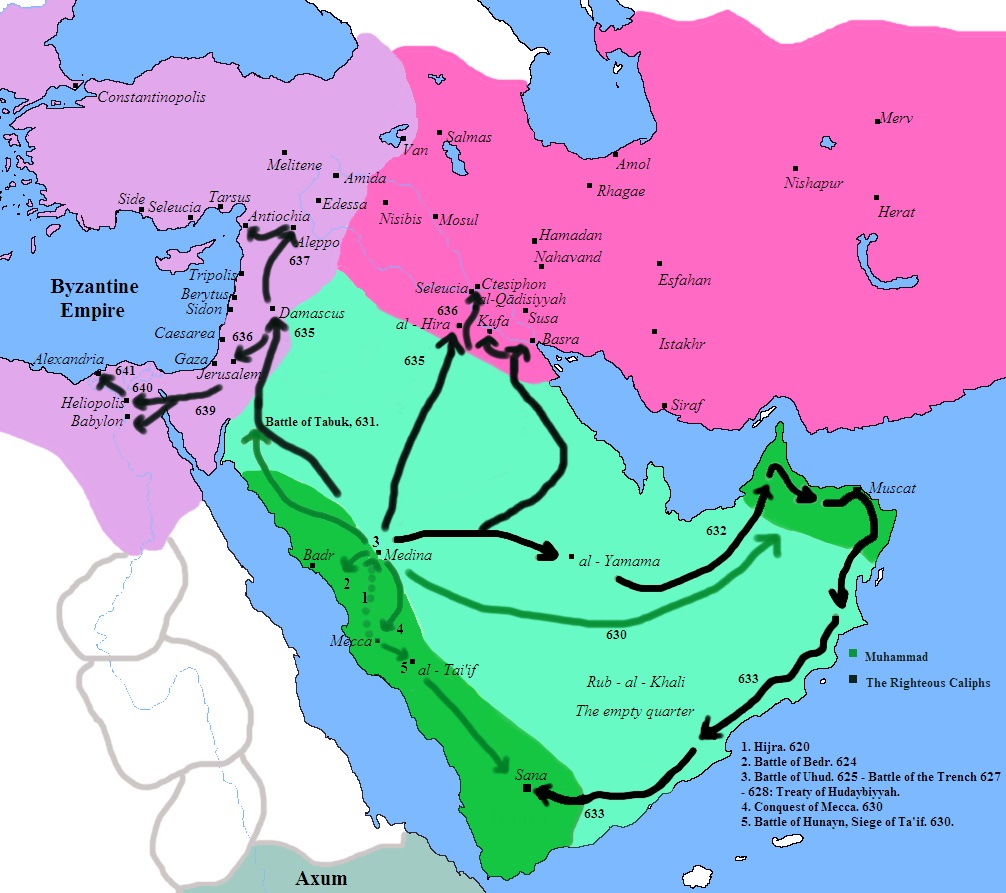 mappa delle conquiste di Maometto